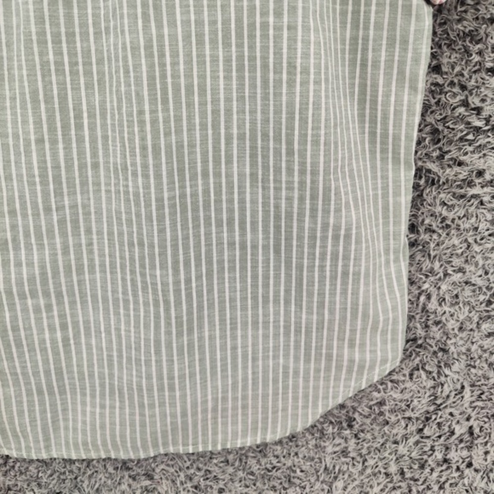 Casa Cabana Womens Earthy Cottage Coastal Button Up Shirt XL Green White Striped - Picture 12 of 16
